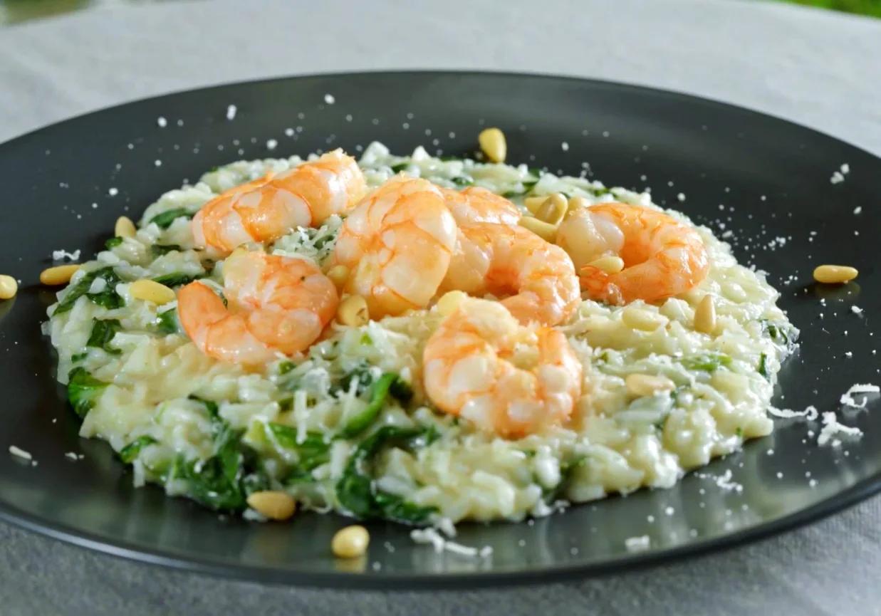 Ризотто со шпинатом и креветками